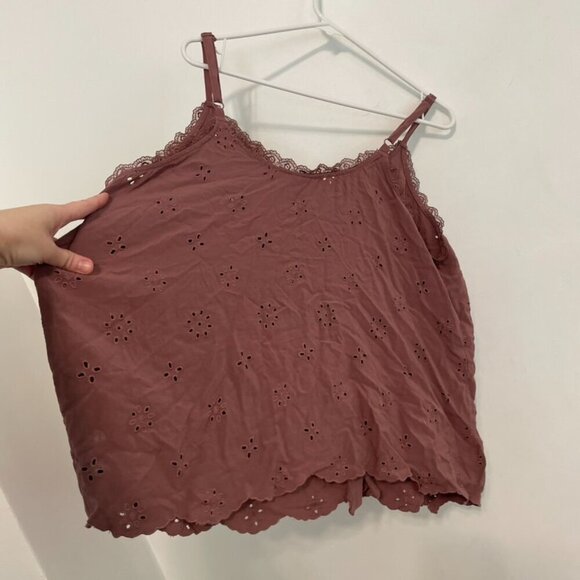 TORRID 1 Plus Size Sophie Eyelet Swing Cami Mauve Pink Lace Trim Summer Tank Top - Picture 16 of 16